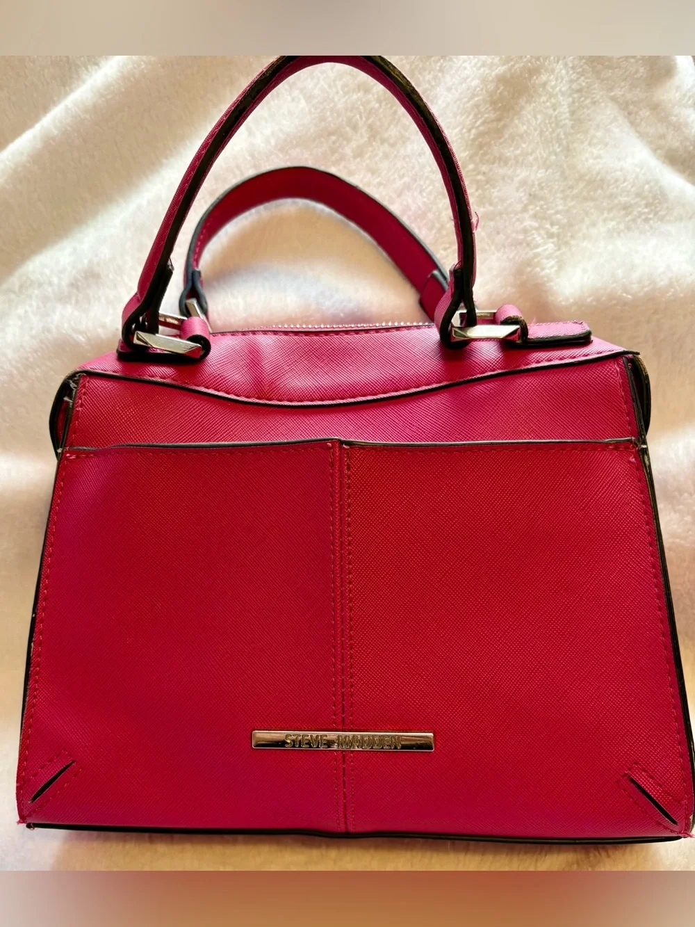 Steve Madden Hot Pink Structured Satchel with Top Handle